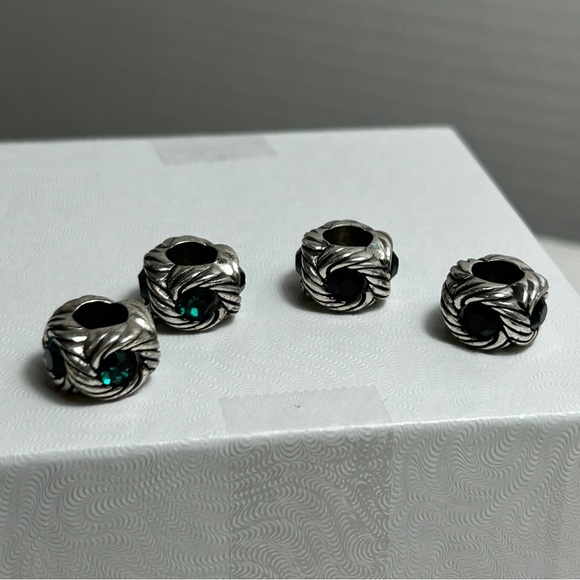 Brighton Razzle Dazzle Crystal Beads Spacer Lot of 4; Green Black Silver Plated - Picture 10 of 13
